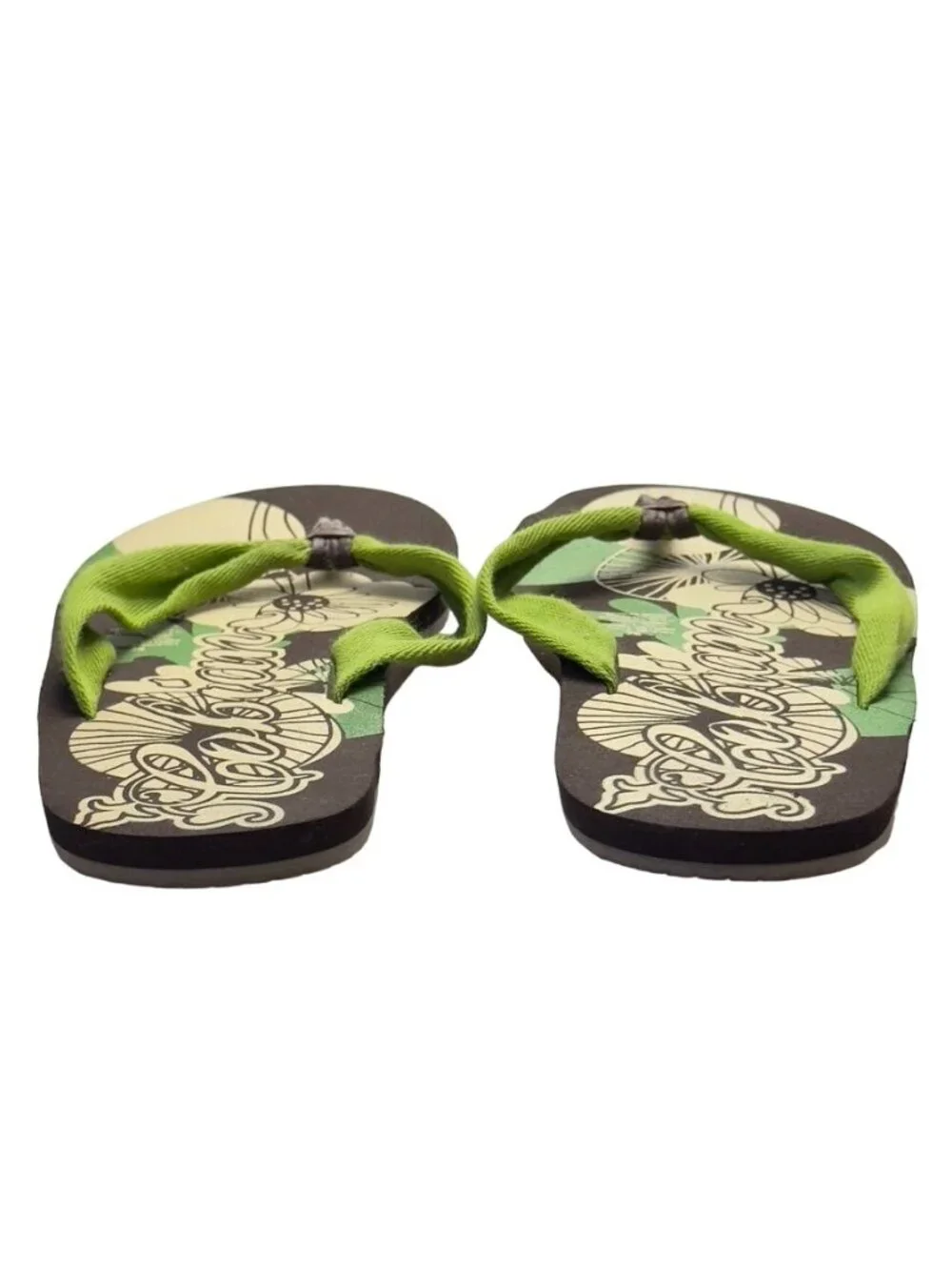 Women's Shoes COBIAN Flat Rubber Thongs Hawaiian Motif  Size 9 Hawaiian leisure